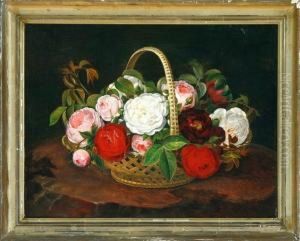 A Still Life With Roses In A Basket by Christine Normann