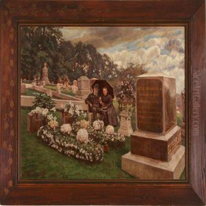An Elderly Couple Enjoying The Silence At A Churchyard by Herman Norrman