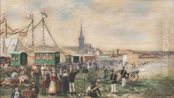 Kirmes In Dusseldorf Mit Blick Auf Lambertuskirche - view 1