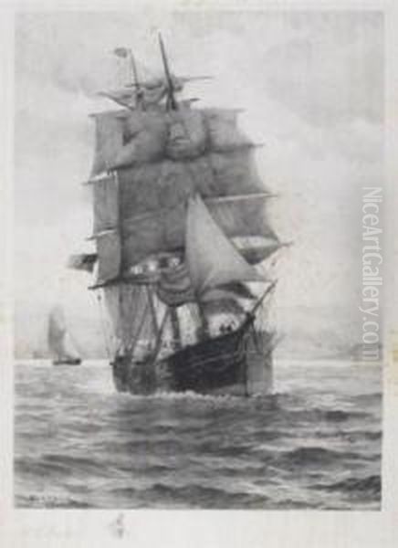 A Sailing Ship Off The Coast - view 1