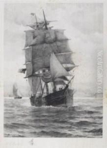 A Sailing Ship Off The Coast by William Edward Norton