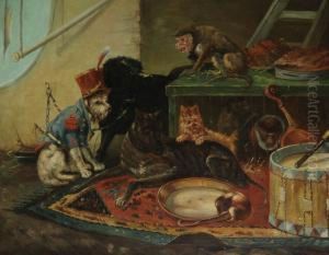Circushonden En -apen by Zacharias Noterman