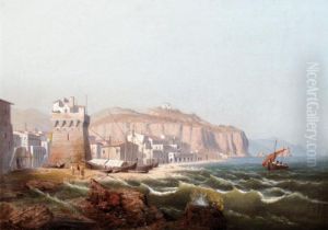 View Of An Italian Fortress, Possibly In Salerno by August Friedrich W. Nothnagel