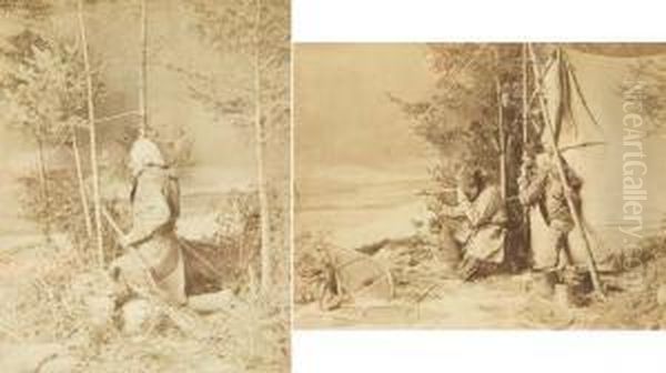 Two Views: Elk Hunting: Stalking The Game; And Caribou Hunting: Game In Sight. - view 1