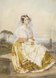 Italian Landscape With Young Womanseated Italian Landscape With Young Womanseated