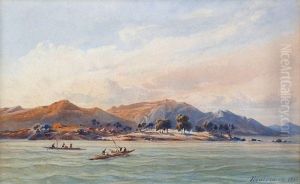 Piroguiers Au Large De La Cote De Sierra Leone by Edouard Auguste Nousveaux