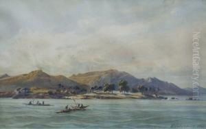 Deux Pirogues Au Large D'une Cote Rocheuse, Sierra Leone