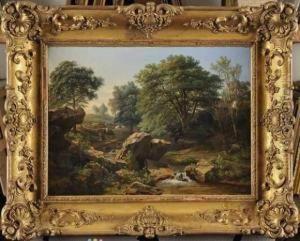 Portefaix Pres D'un Ruisseau by Edouard Auguste Nousveaux