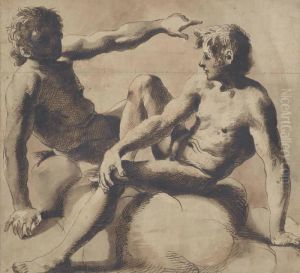 Two Seated Male Nudes by Pietro Antonio Novelli