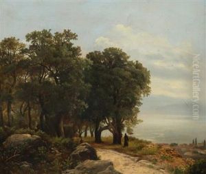 A Landscape With Lakes And Figures by Johann Novopacky
