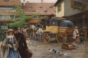 Arrival Of The Horse-drawn Carriage by Otto Nowak