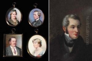 Mr And Mrs William Butler Langmore And Mr And Mrs Edward Ellis (set Of Four Miniatures) by Carlotta Nowlan