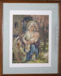 The Virgin & Child Attended By An Angel The Virgin & Child Attended By An Angel