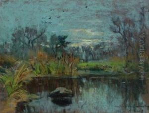 Etang Dans Un Paysage by Alexandre Nozal