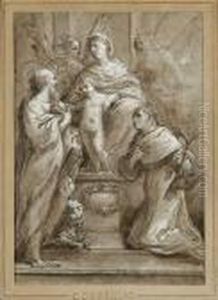 Saint Dominique Et Saint Jerome Adorant La Vierge A L'enfant by Avanzino Nucci