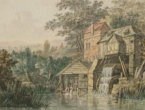 Washerwomen Working By A Mill by Hermanus Numan