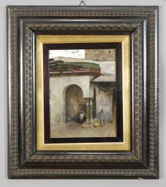 Paesaggio Orientale Olio Su Tavoletta Cm.24x31 F.to B. A D - view 1