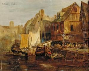 Docking Houseboats by Wijnandus Johannes Josephus Nuijen
