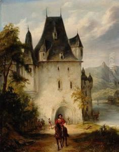 Knight On Horseback By The Castle