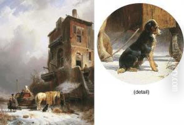 Hiver: A Winter Landscape With Figures Near A Fishermans House - view 1
