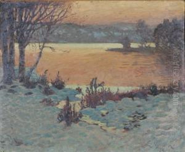 Vinterlandskap I Aftonrodnad - view 1