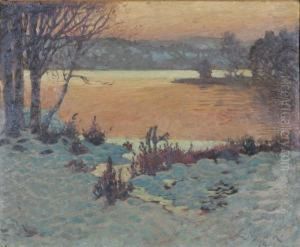 Vinterlandskap I Aftonrodnad by Lennart Nyblom