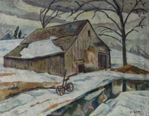 Winter Scene Of A House by Edgar Hewitt Nye