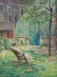 Reading By The Greenhouse by Arvid Frederick Nyholm