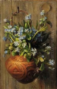 Basket Of Forget-me-nots by Marie Nyl-Frosch