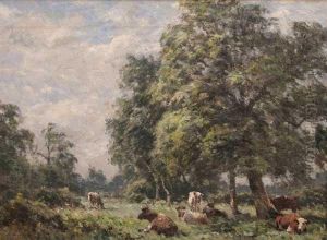 Cattle In A Wooded Landscape by Dermod William O'Brien