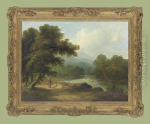 A Wooded River Landscape With A Woman On A Track