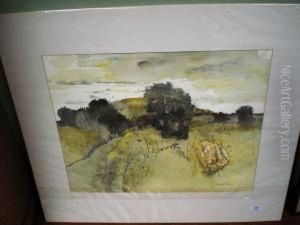 Field And Trees With Vegetation In The Foreground by John O'Connor