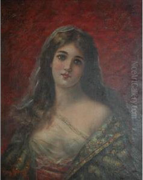 Lady With A Veil Over Her Hair - view 1
