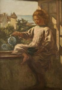 Child Playing With Bubbles by Aloysius C. O'Kelly
