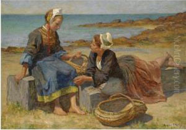 Breton Girls On A Beach - view 1