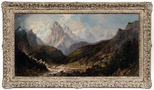 Western Mountain Landscape With Waterfall by Abby Oakes
