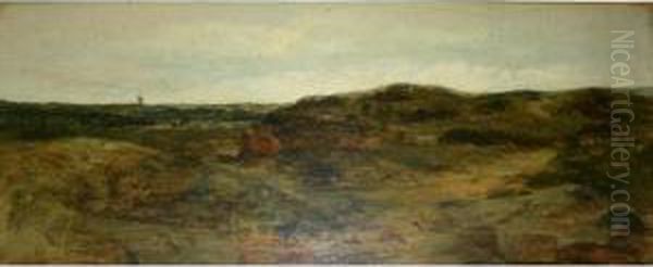 Heathland Scene With A Distant Windmill - view 1