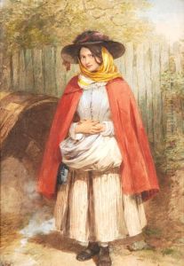 Portrait Of A Girlby A Wooden Fence by Octavius Oakley