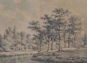 Cattle Drover In A Wooded Landscape
