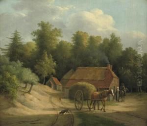 Haywain By A Farm