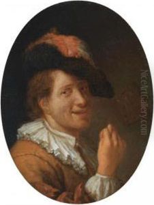 A Man With A Feathered Head, Making An Obscene Gesture A Man With A Feathered Head, Making An Obscene Gesture