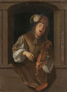 A Singing Violinist, Probably A Self-portrait, Set Within A Niche