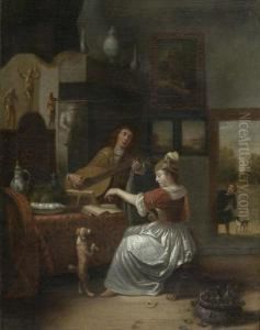 Die Musikstunde. by Jacob Ochtervelt