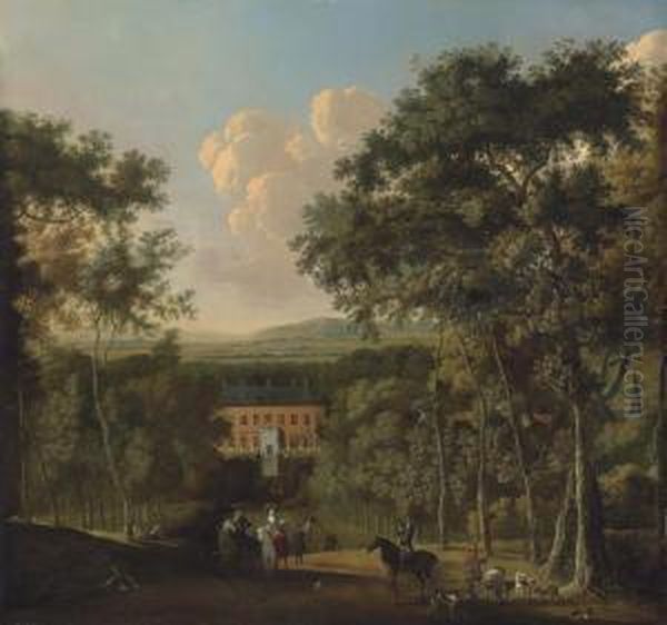 A View Of Bridge Place, Kent, A Hunting Party In The Foreground - view 1