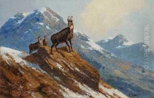 Gemsen Im Gebirge by Carl Friedrich Ockert