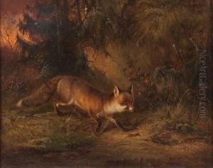 A Fox In The Woods by Carl Friedrich Ockert