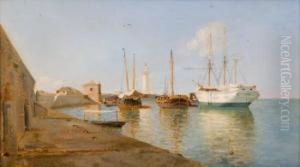 Veleros En El Puerto by Emilio Ocon Y Rivas