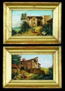 Paisajes De Inspiracion Holandesa (pareja) by Emilio Ocon Y Rivas