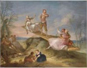 La Bascule ; La Fete Galante by Franois Octavien