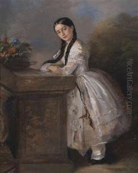 Portrait Of A Young Girl By A Staircase - view 1
